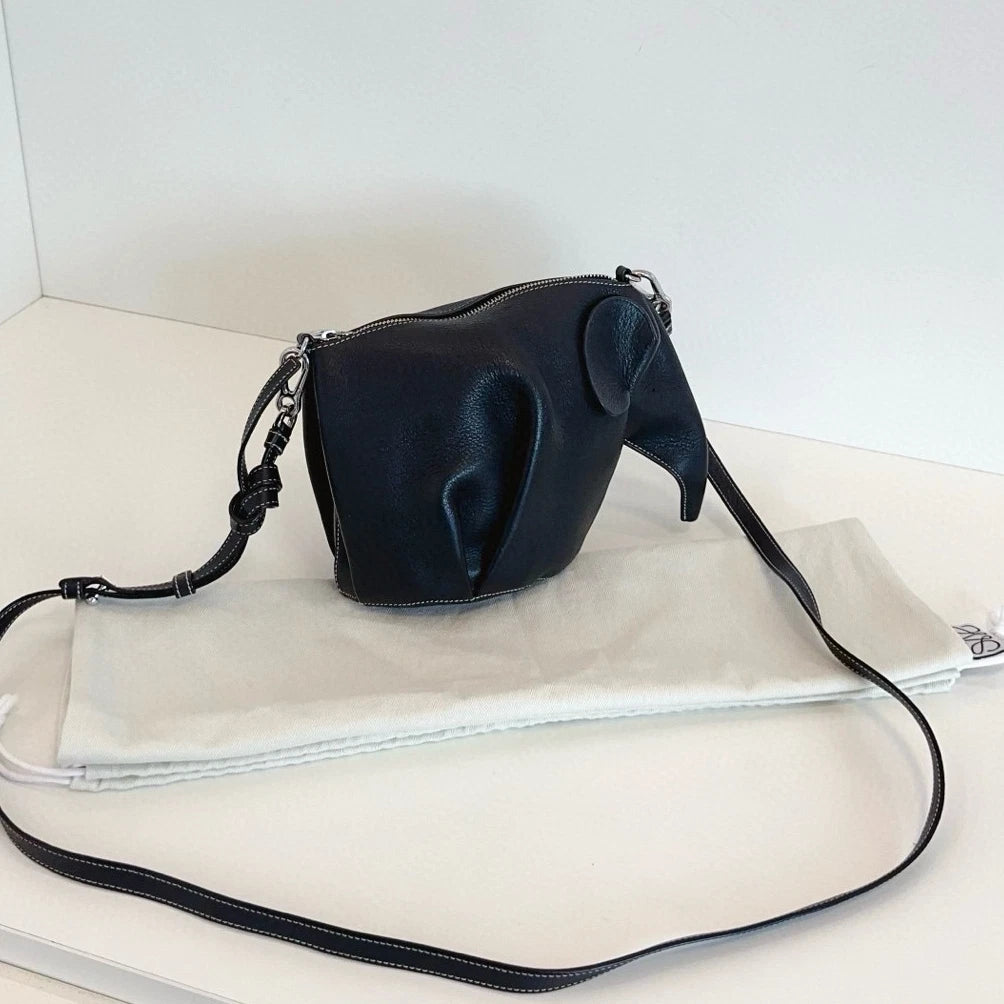 Loewe Calfskin 2Way Shoulder Crossbody Black Silver Women Classic