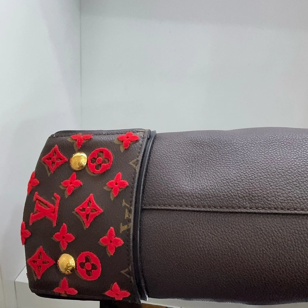 Louis Vuitton Lockit Red Suede Monogram Limited Edition Handbag For Women