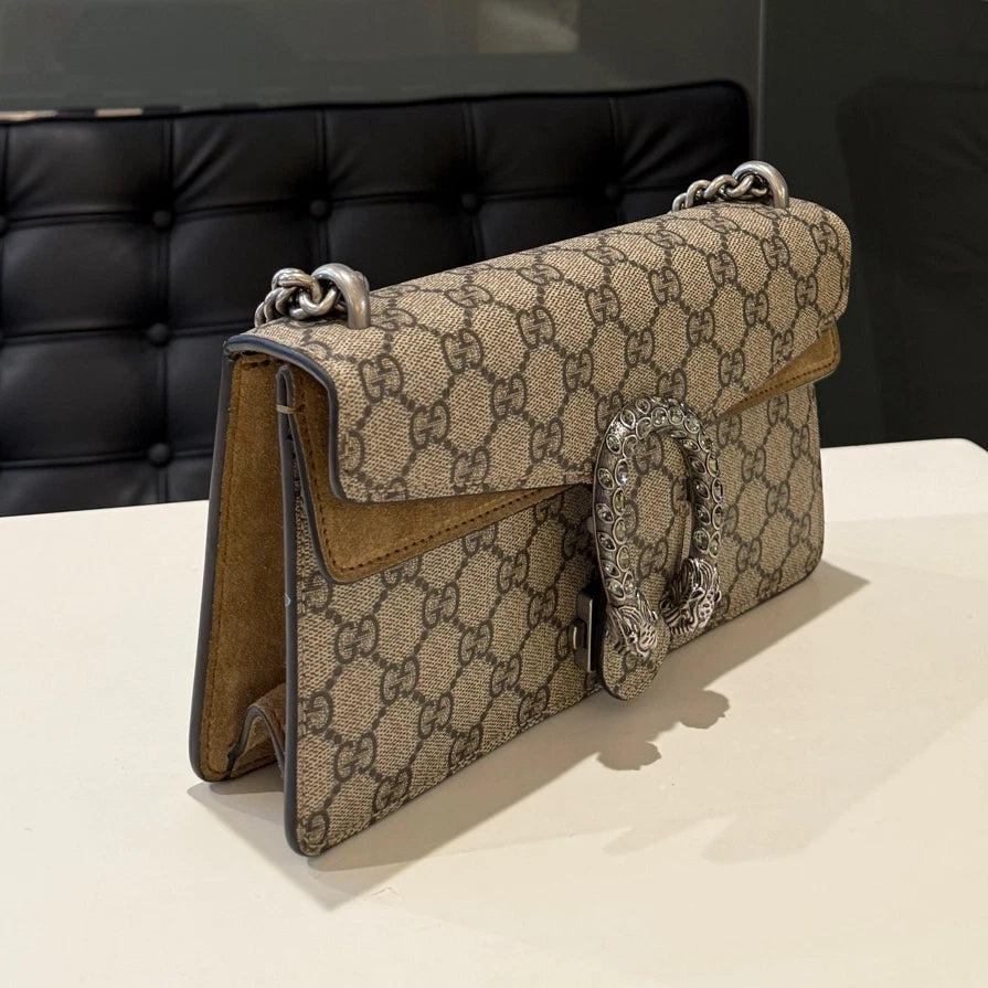 Gucci Dionysus Chain Shoulder Crossbody Bag Brown Silver Women's Classic