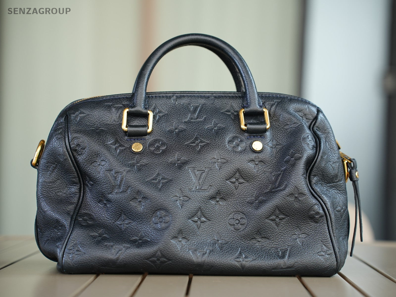 Louis Vuitton Speedy25 Monogram Empreinte 2way Shoulder Handbag Navy
