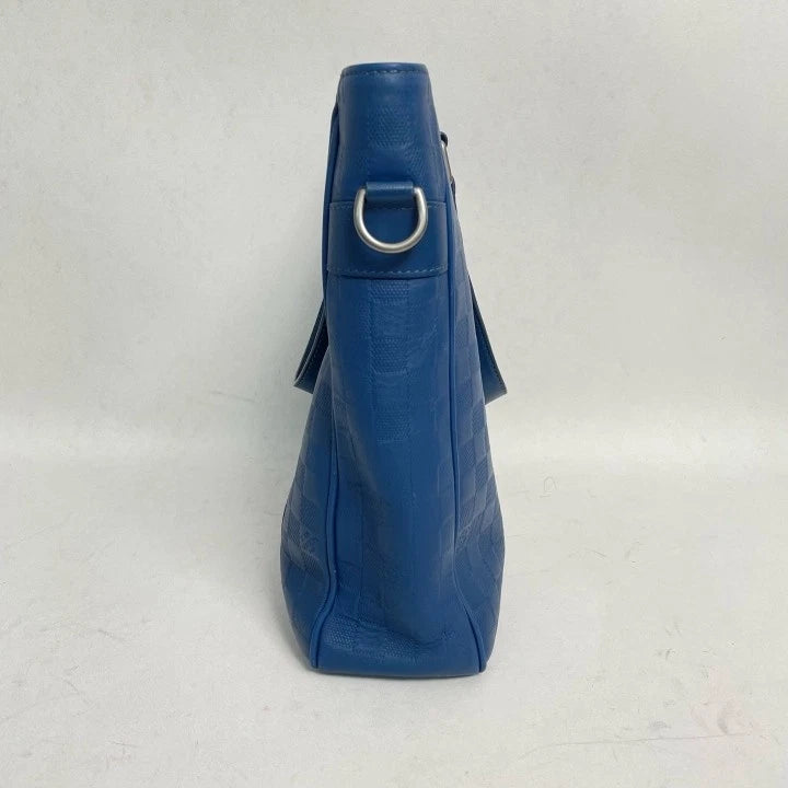 Louis Vuitton Blue Damier Embossed Leather Tote Handbag Crossbody For Women