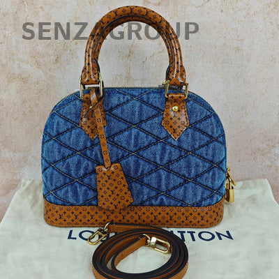 Louis Vuitton Denim Alma BB Blue Gold Handbag Crossbody Women Fashion