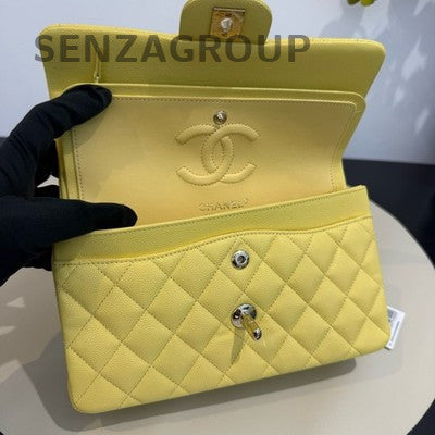 Chanel CF Small Lambskin Quilted Yellow Chain Shoulder Bag