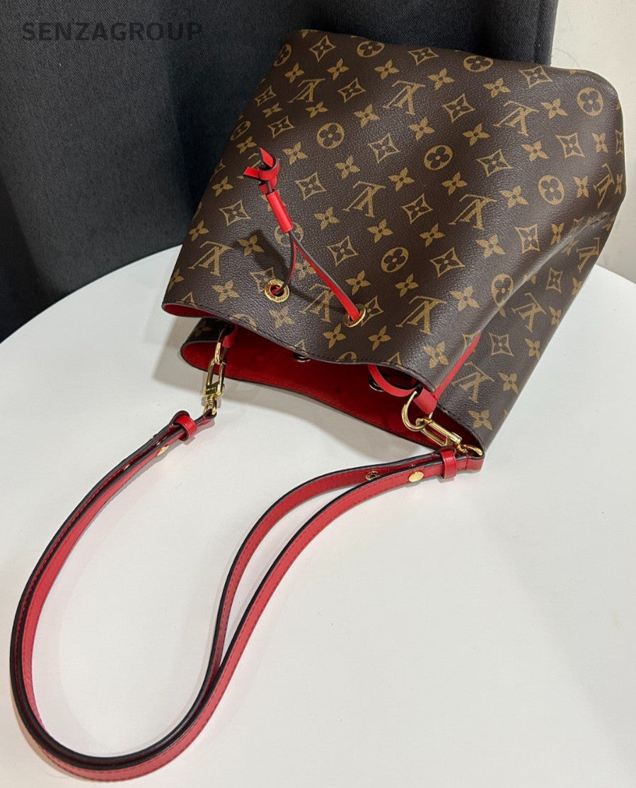 LOUIS VUITTON NeoNoe Monogram Bucket Drawstring Shoulder bag Women Red Crossbody