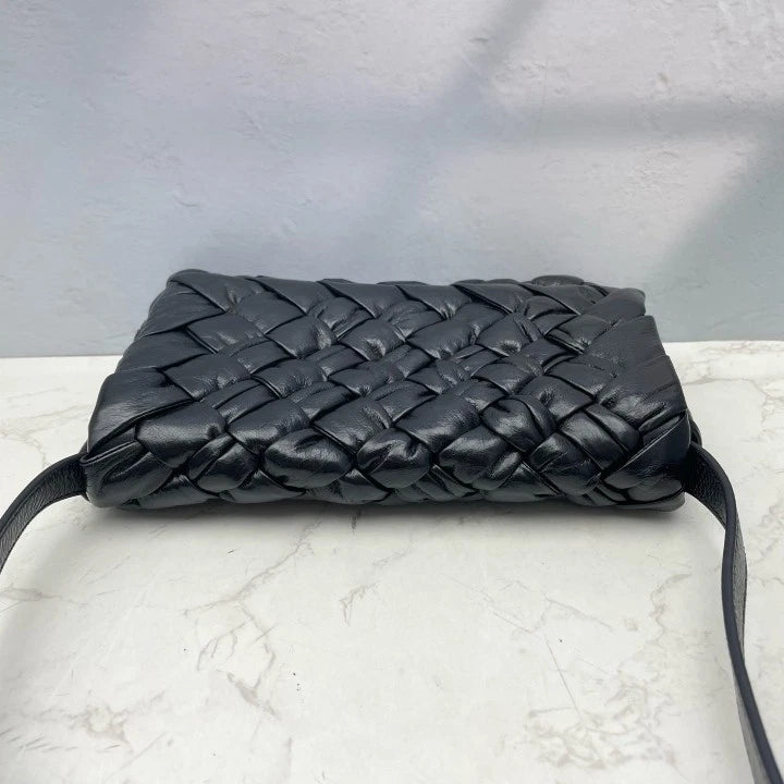 Bottega Veneta Black Woven Leather Shoulder Crossbody For Women
