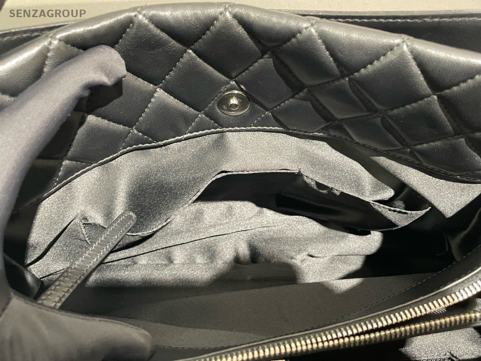 Chanel Large shopping Tote Chain Black Silver Shoulder Bag Diamond Women Classic