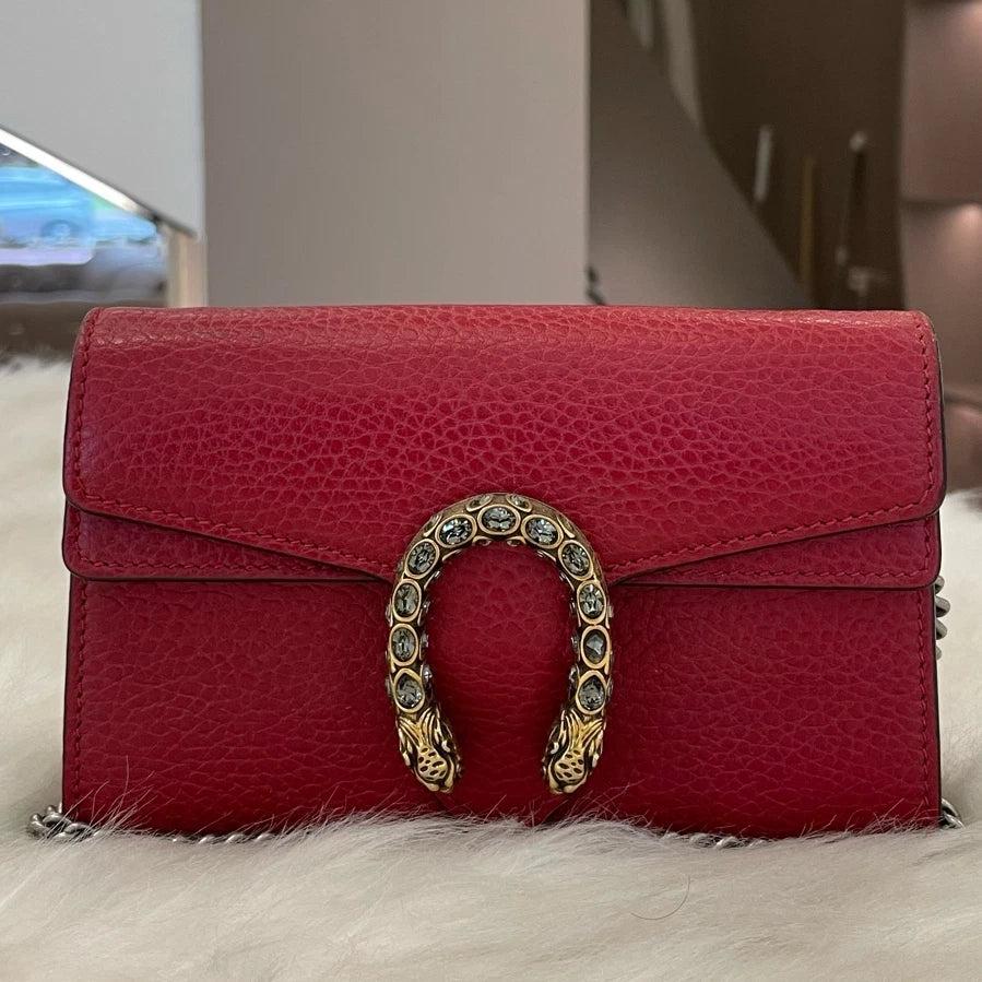 Gucci Dionysus Red Silver Shoulder Bag Crossbody Excellent
