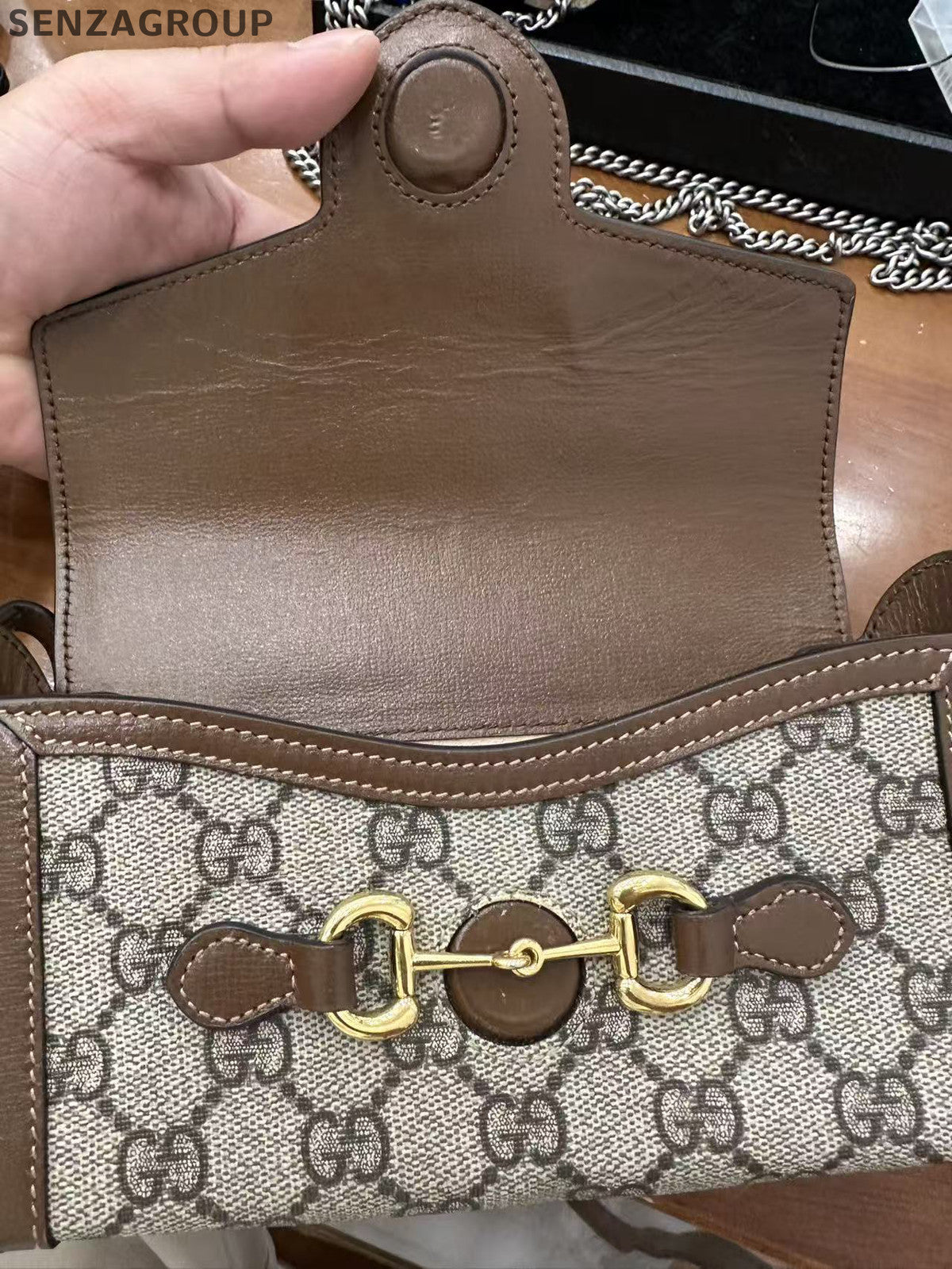 Gucci Horsebit 1955 Mini Shoulder Bag Brown GG Monogram Women's Classic