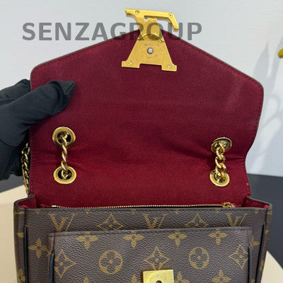 Louis Vuitton Passy Monogram Chain Crossbody Bag Brown Gold Women Classic