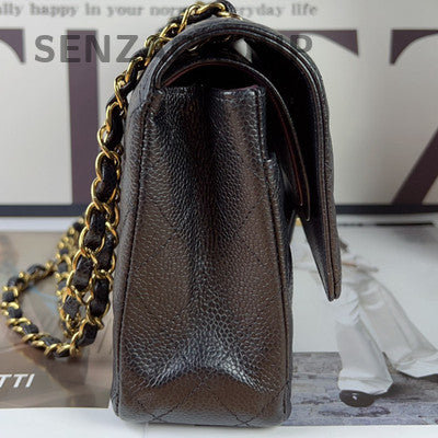 Chanel Black Gold CF Calfskin Medium Chain Shoulder Crossbody Bag