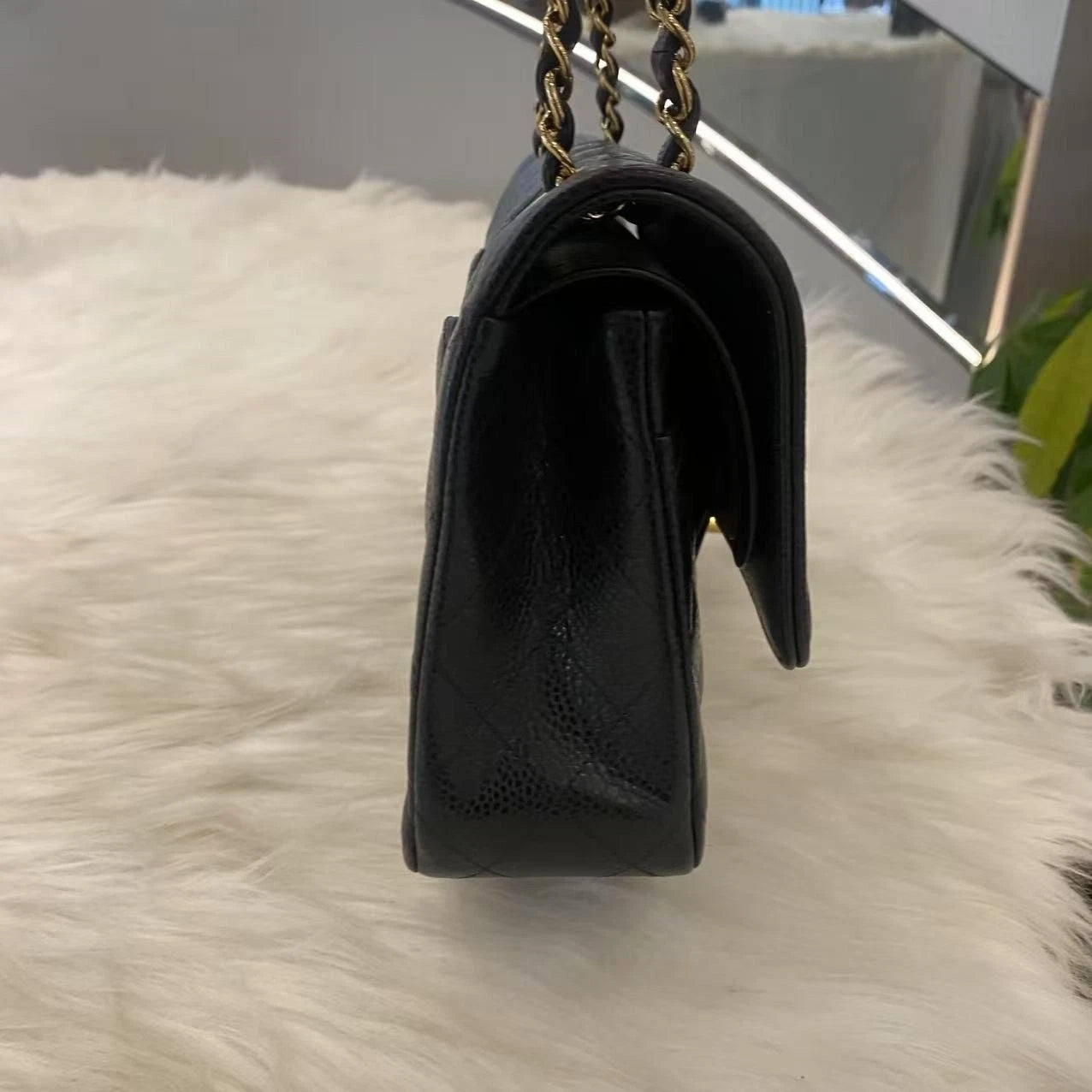 Chanel Classic Flap Medium Black Caviar Leather Chain Shoulder Bag