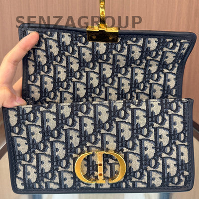 Dior Montaigne 30 Small Monogram Chain Shoulder Crossbody Bag Black Gold