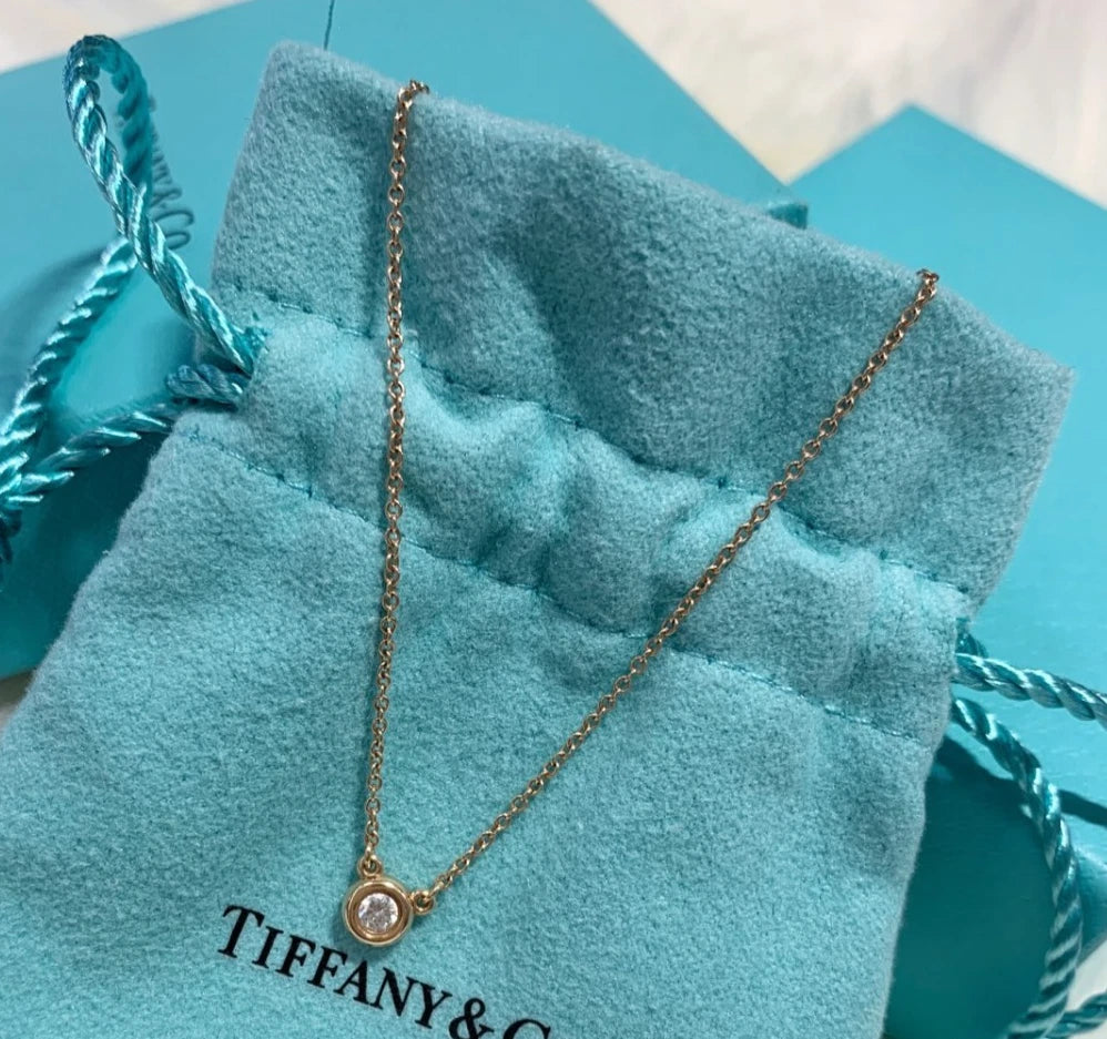 Tiffany &amp; Co Elsa Peretti Diamonds by the Yard Pendant 18K Rose Gold Necklace
