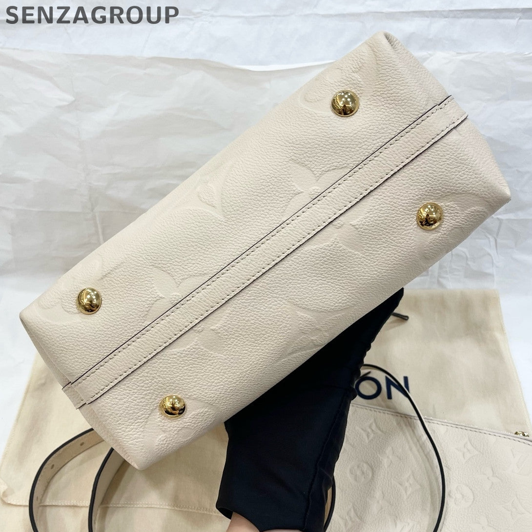 Louis Vuitton Monogram Empreinte Leather Carryall PM Bag White Gold