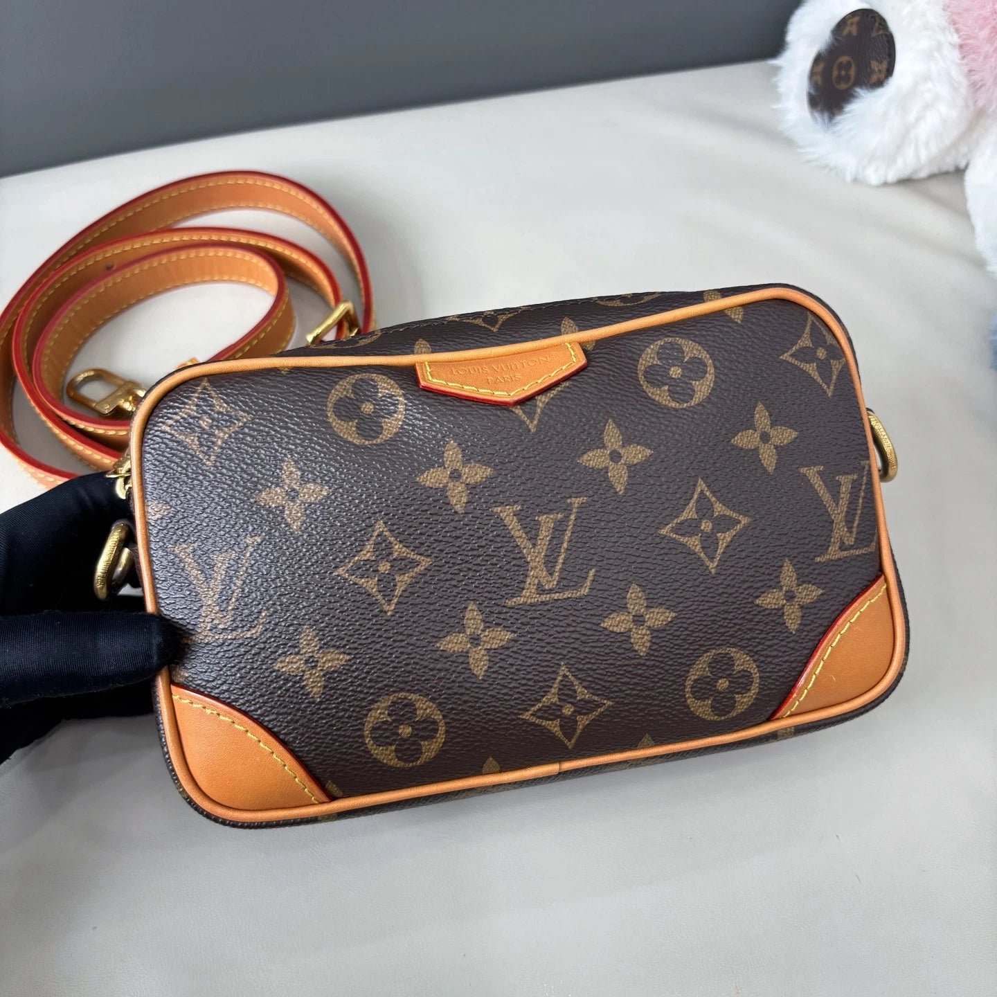 Louis Vuitton Trocadero Monogram Camera Bag Crossbody Brown Gold Women