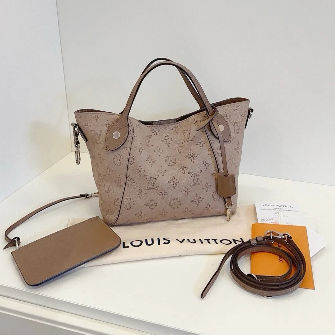 Louis Vuitton Hina PM Top Handle Shoulder Crossbody Gray Silver Women Classic