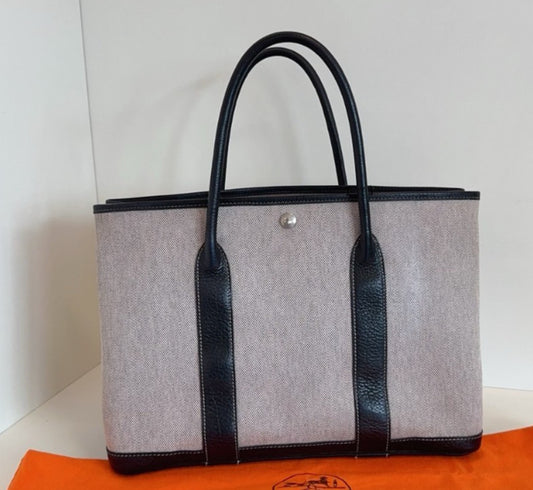 Hermes Garden Party36 Top Handle Bag Gray Black Silver Used Women Classic