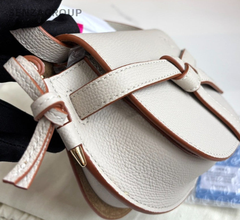 Loewe Mini Gate Calfskin Shoulder Crossbody Bag Oatmeal Women