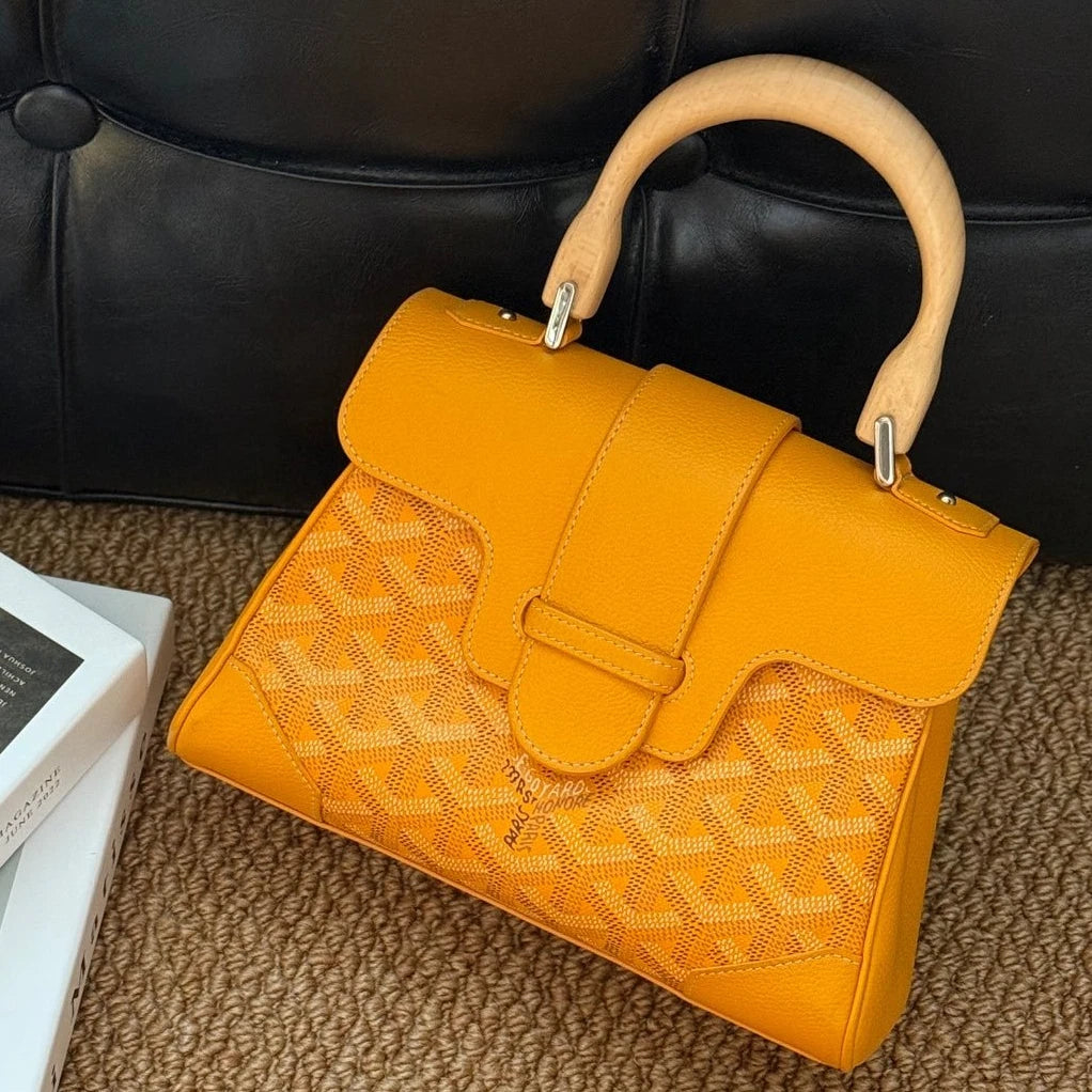Goyard Saigon Mini Souple Yellow Top Handle Bag For Women