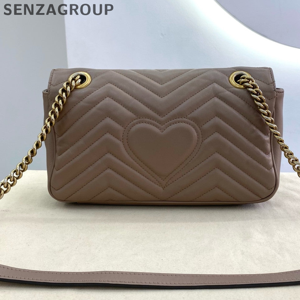Gucci Marmont 26 Chain Shoulder Crossbody Bag Beige Classic Women's