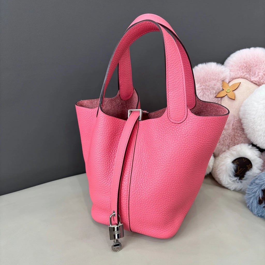 Hermes Picotin18 Top Handle Shoulder Bag Pink Silver Women Fashion Classic