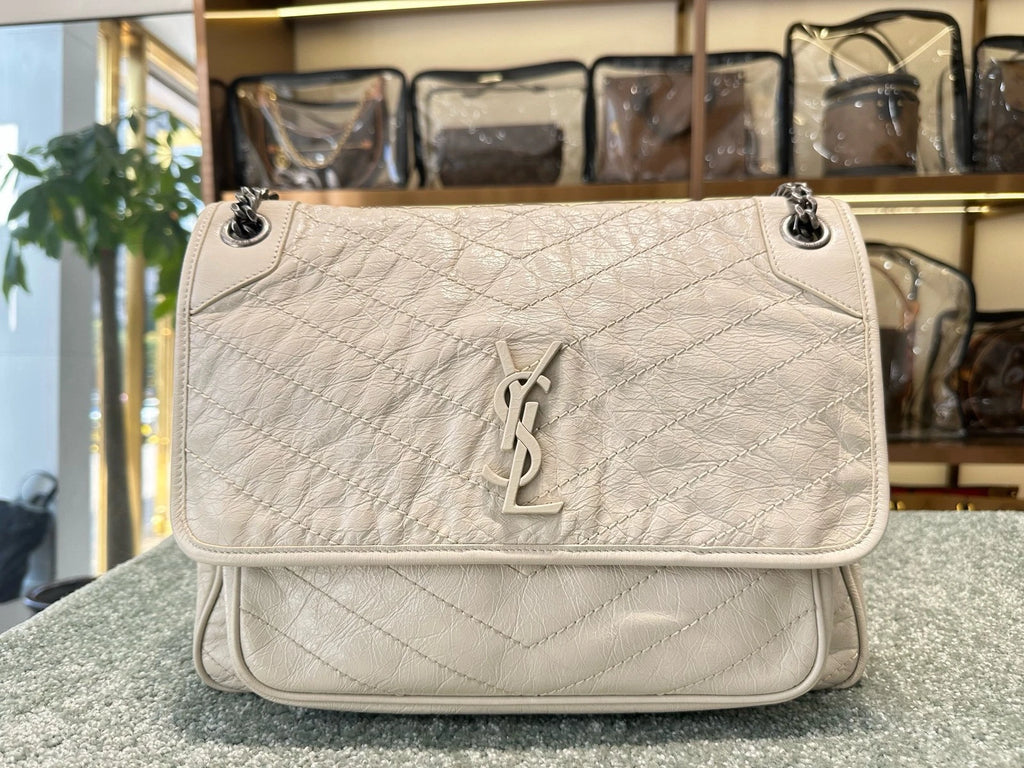 Saint Laurent Niki Leather White Shoulder Bag Crossbody Excellent
