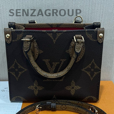 Louis Vuitton Onthego BB Monogram Brown Gold Buckle Women's Handbag
