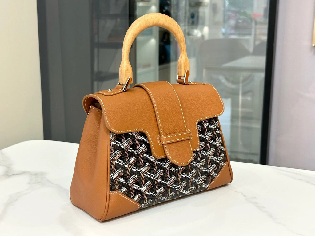 Goyard Caramel Brown Monogram Mini Saigon Handbag Women