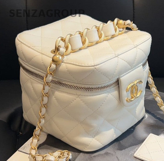CHANEL 22S Box mini Chain Strap Crossbody bag White Gold Women