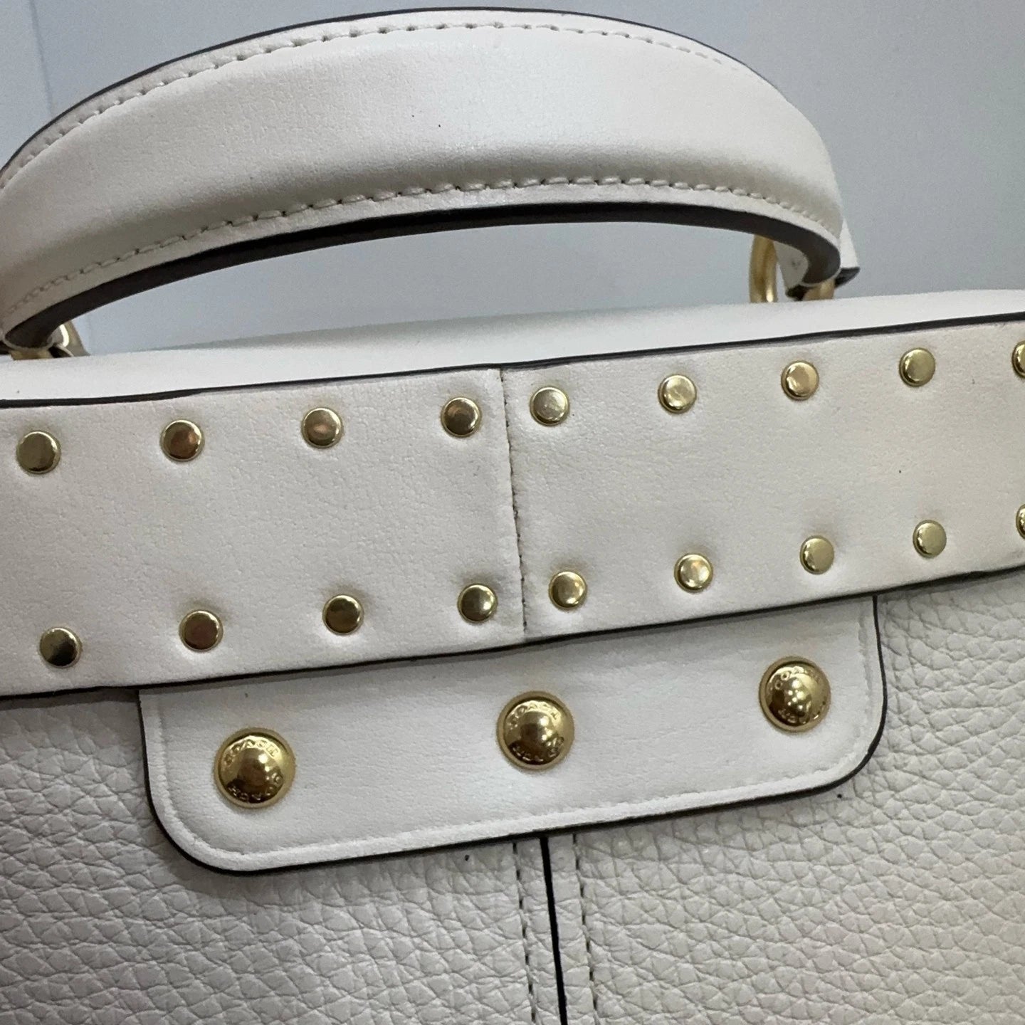 Coach Georgie 20 White Rivet Leather Box Handbag Shoulder Crossbody Women