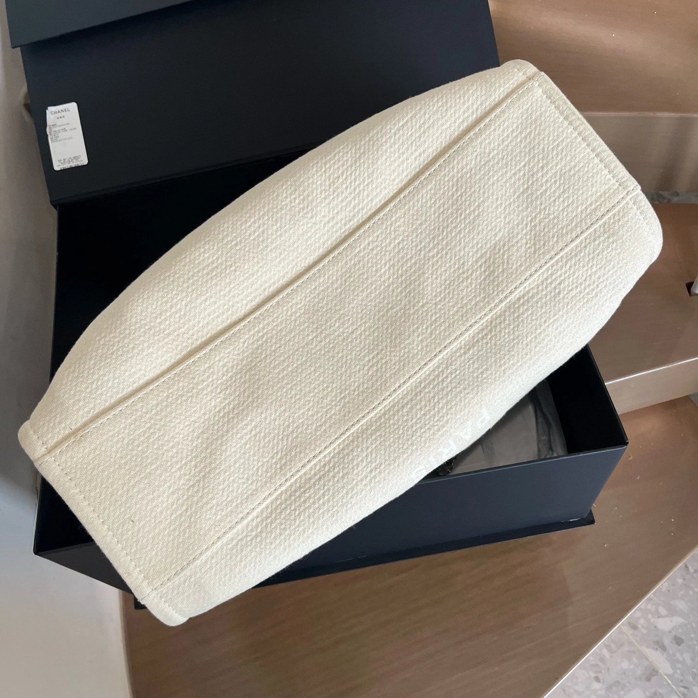 Chanel Canvas Tote Shoulder Bag Shoulder Bag White Women Classic