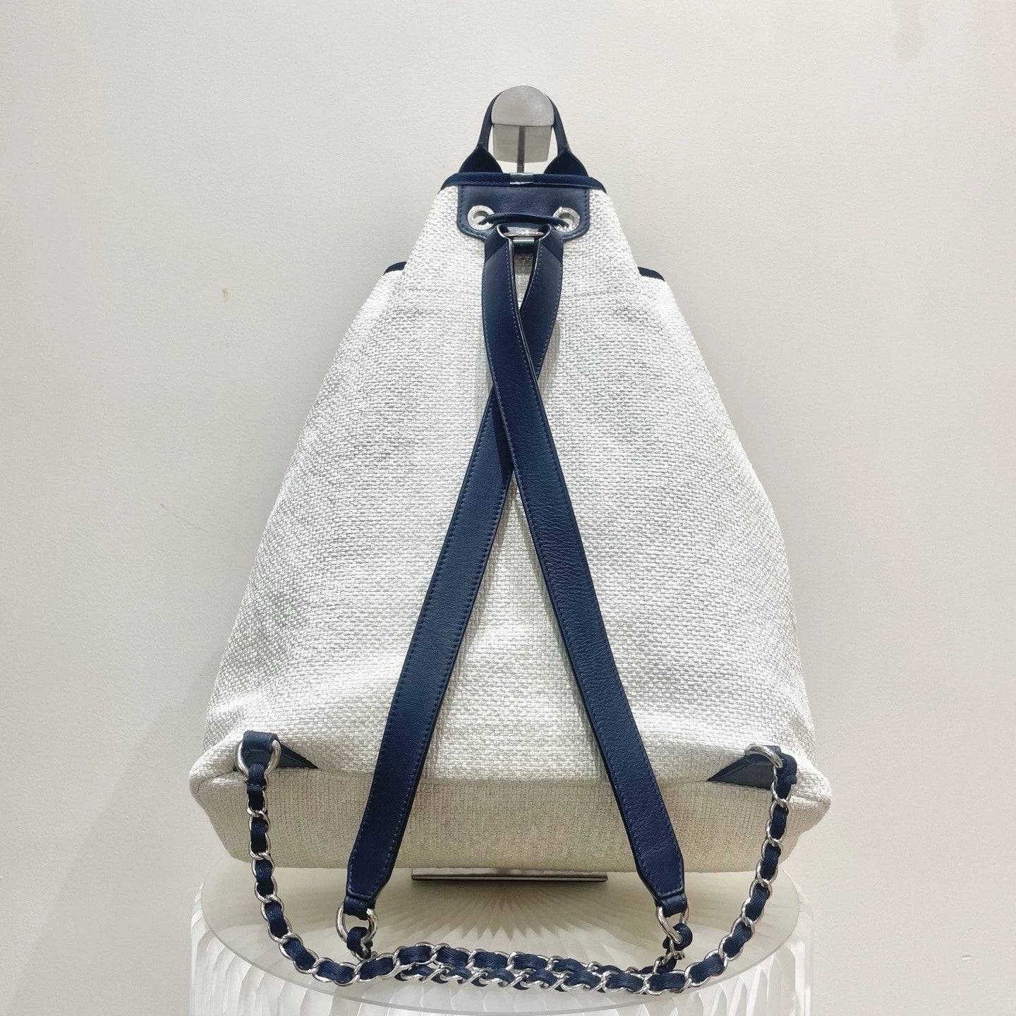 Chanel Beach Bag GM Backpack White Silver Used Women Classic