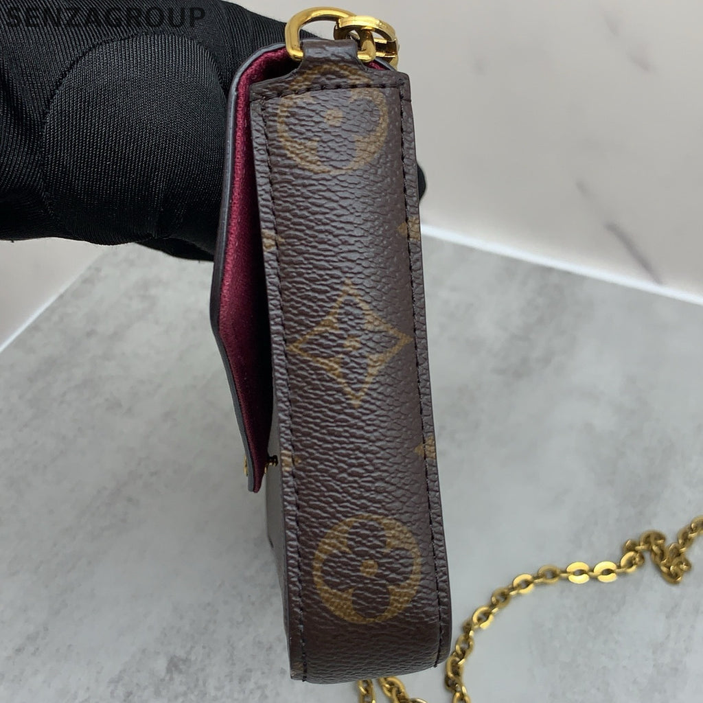 Louis Vuitton Monogram Canvas Trio Chain Shoulder Crossbody Bag Brown