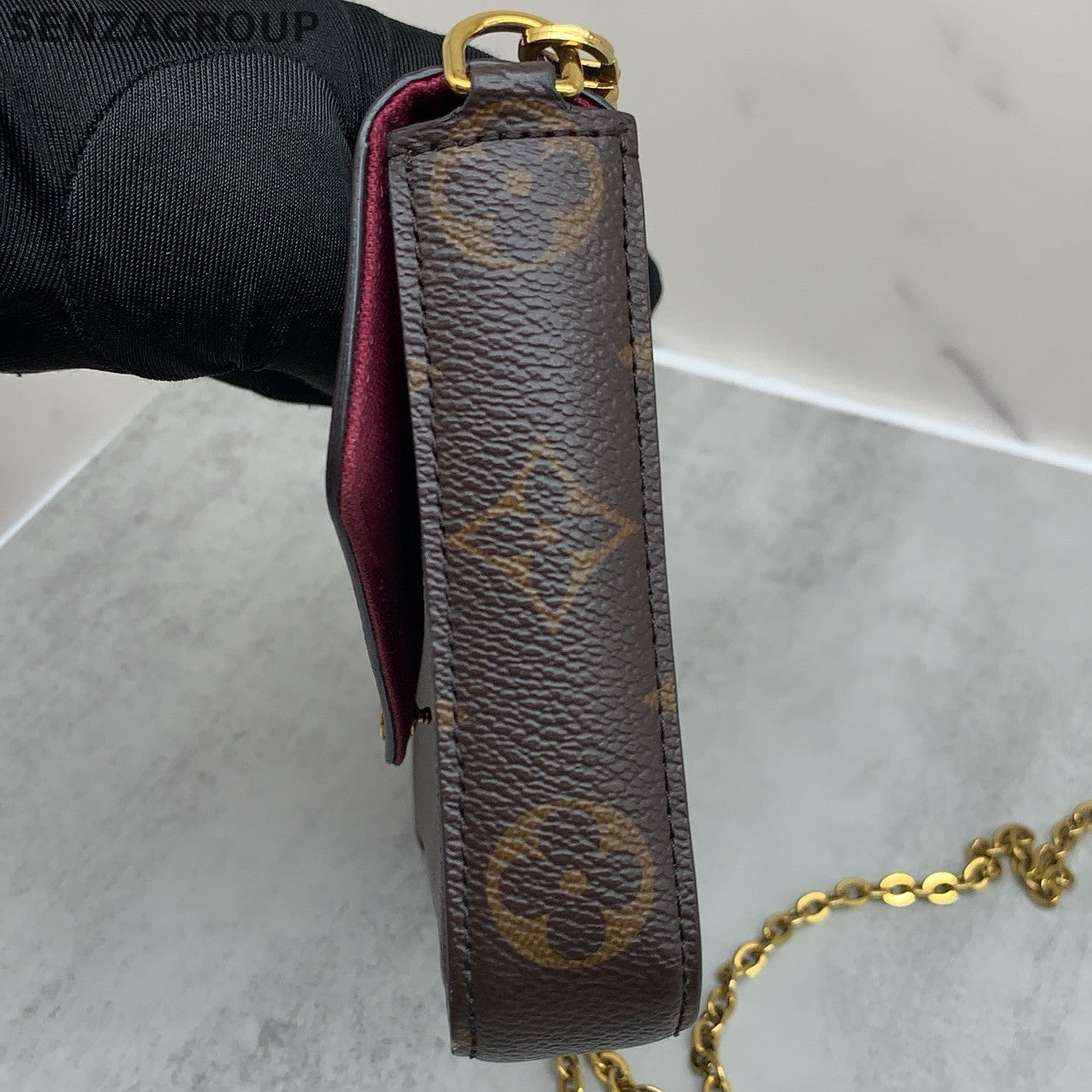 Louis Vuitton Monogram Canvas Trio Chain Shoulder Crossbody Bag Brown