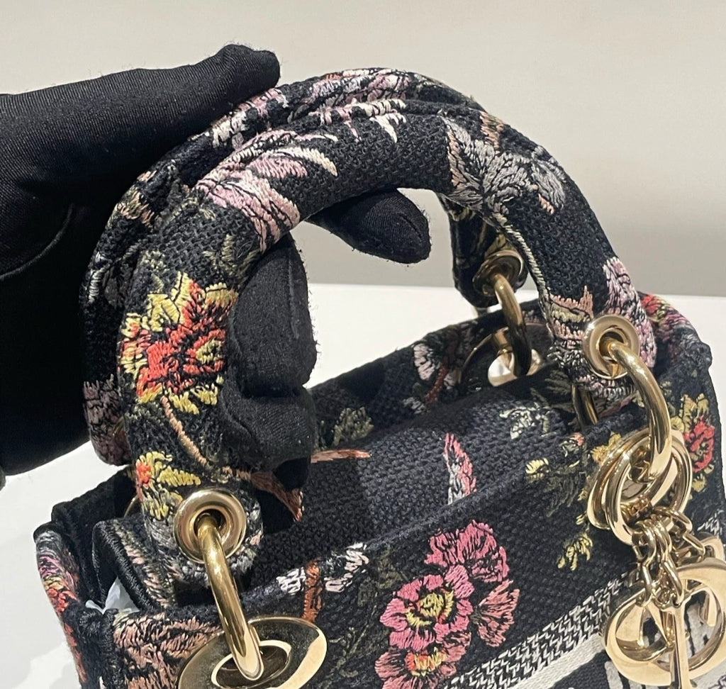 Christian Dior Lady D-lite Jardin Botanique Top Handle Bag Fashionable Excellent