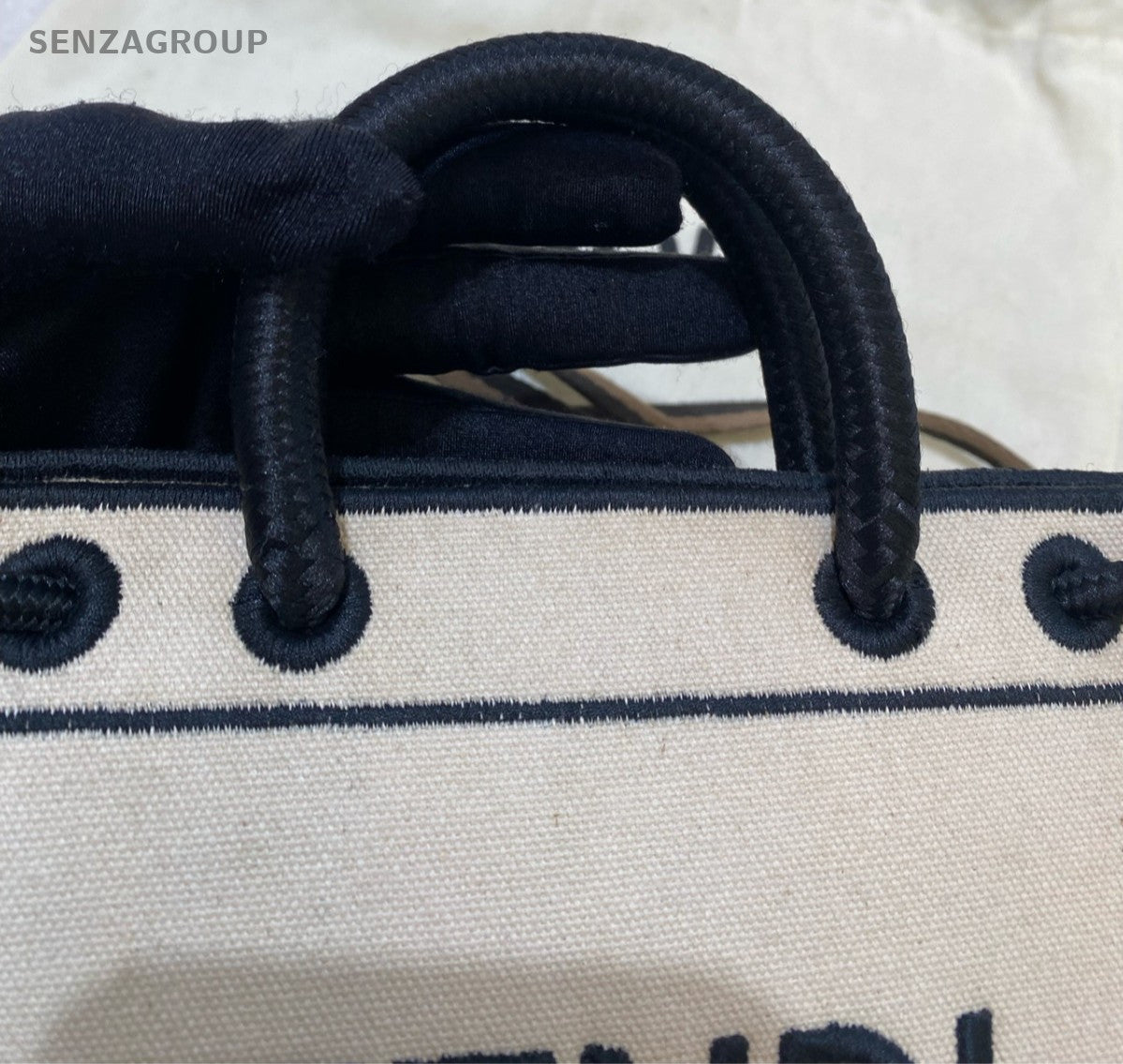 FENDI ROMA Top Handle 2WAY Shoulder Handbag Canvas