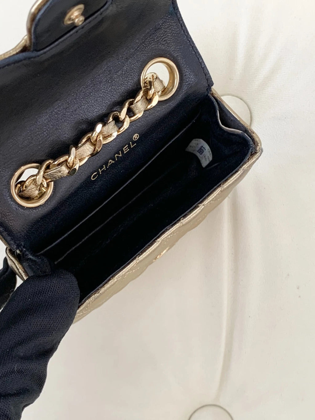 CHANEL Vintage Lambskin Gold Chain Shoulder Bag Women S