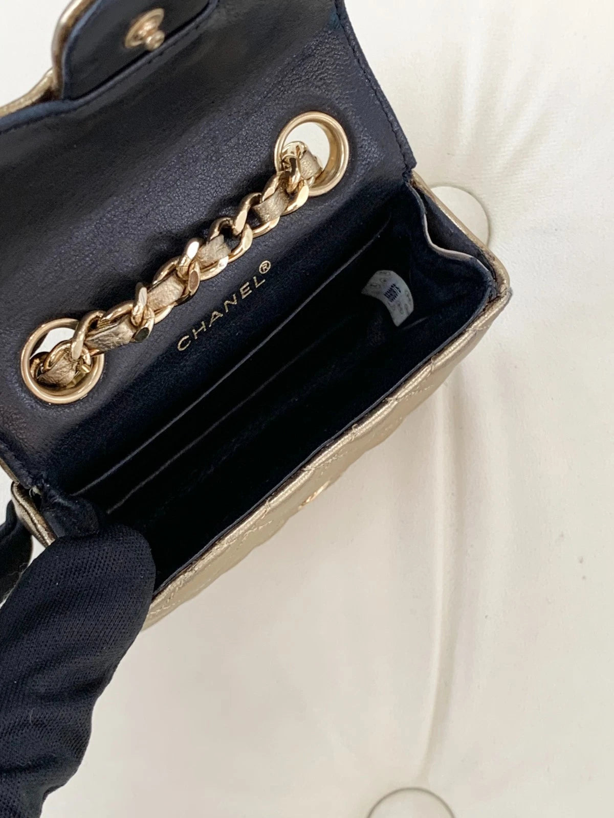 CHANEL Vintage Lambskin Gold Chain Shoulder Bag Women S