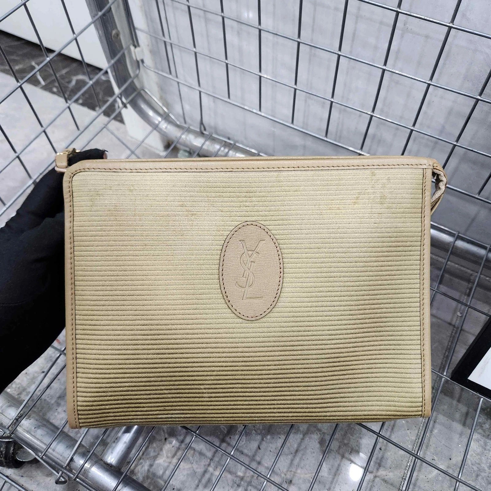 YSL Vintage Canvas Clutch Pouch Bag For Women