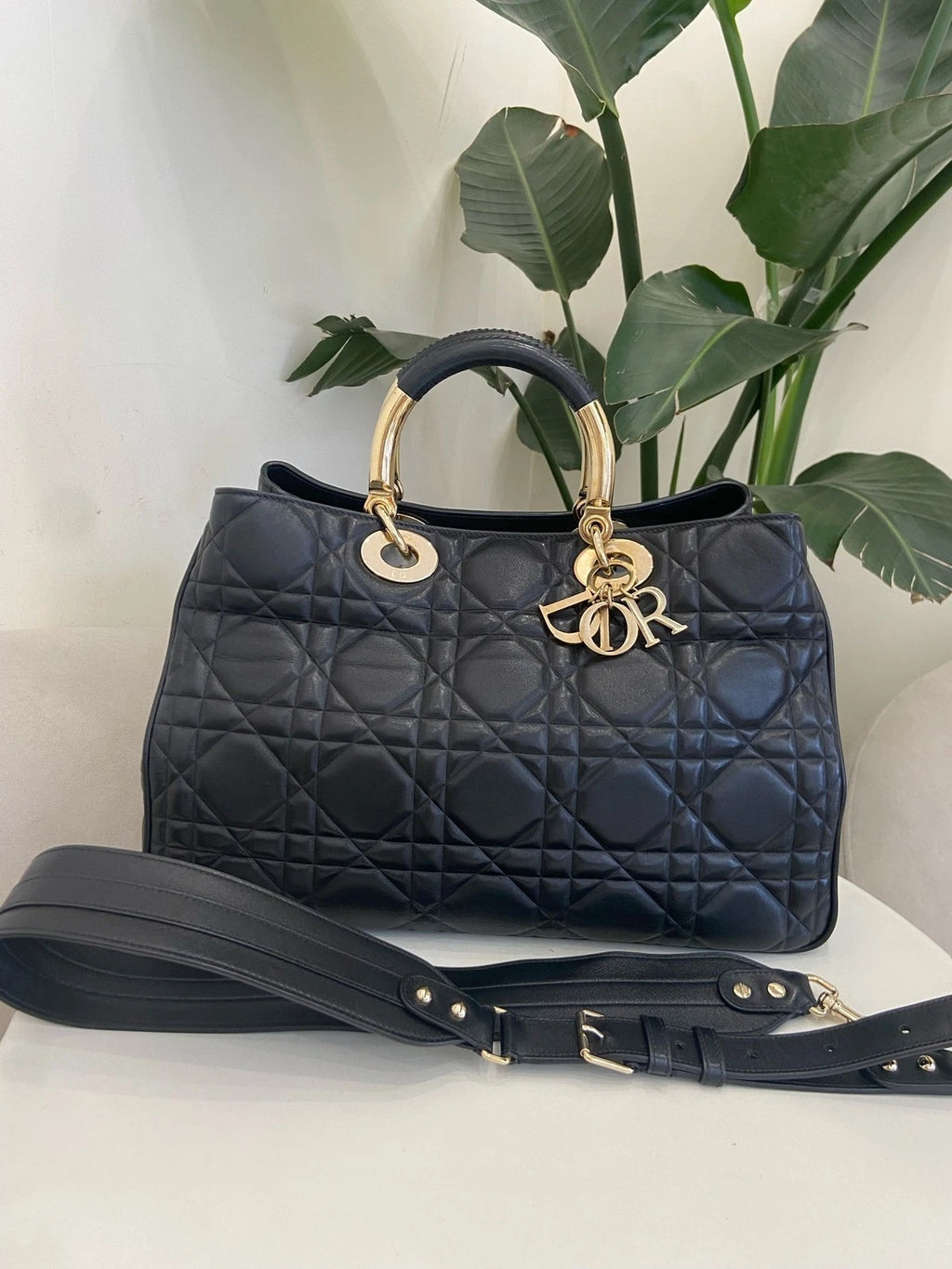 Dior Black Calfskin Medium Lady Handbag Shoulder Bag For Women