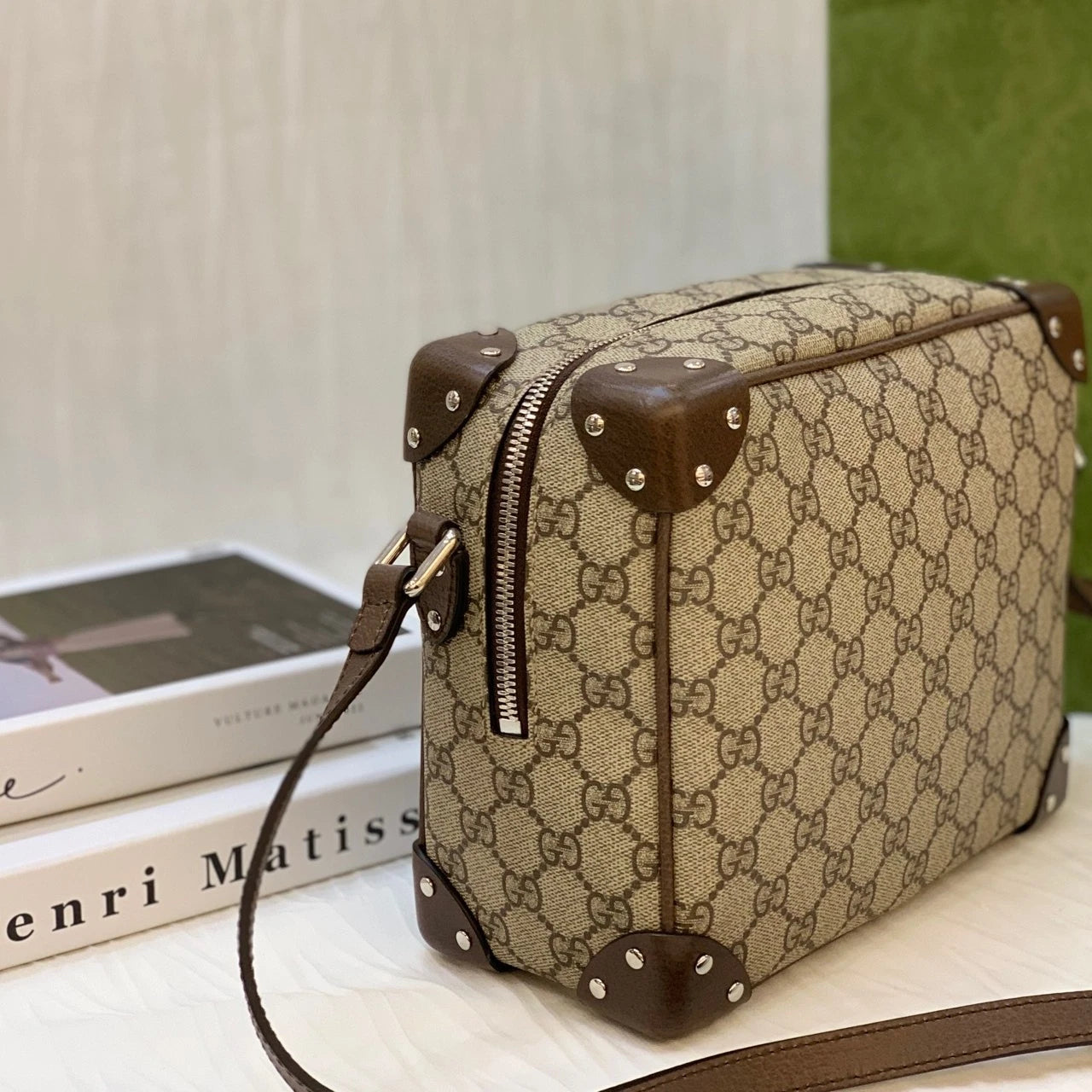 Gucci Monogram Canvas Crossbody Box Bag For Women