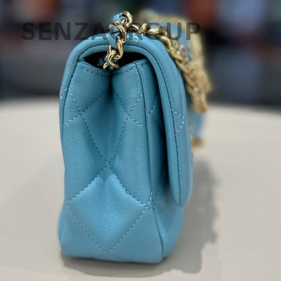 Chanel 24C Blue Gold CC Crystal Chain Shoulder Bag - Fashion Women