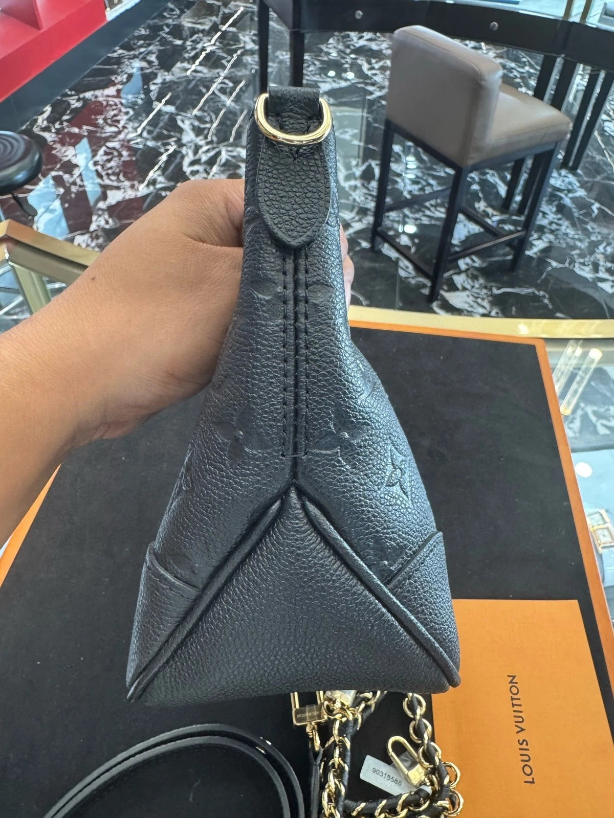 Louis Vuitton Boulogne Black Embossed Leather Shoulder Crossbody Bag