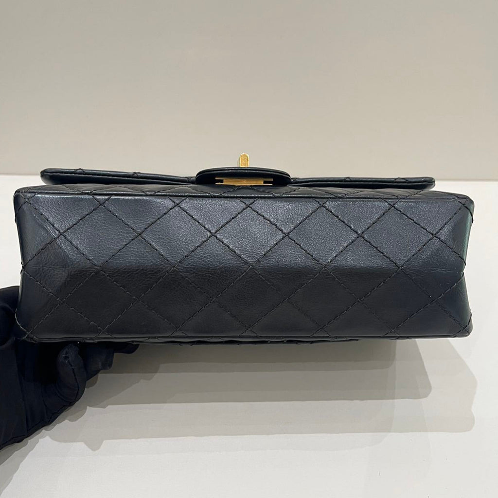 Chanel Black Gold Small Chain Shoulder Bag Quilted Classic Women