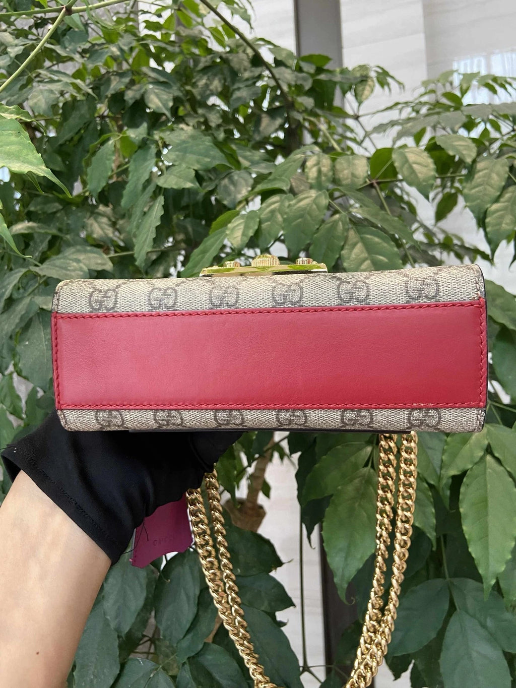 Authentic Gucci Red Padlock Small Chain Shoulder Bag For Women