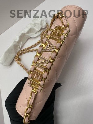 Chanel Quilted WOC Chain Shoulder Bag Pink Gold Fashion Women