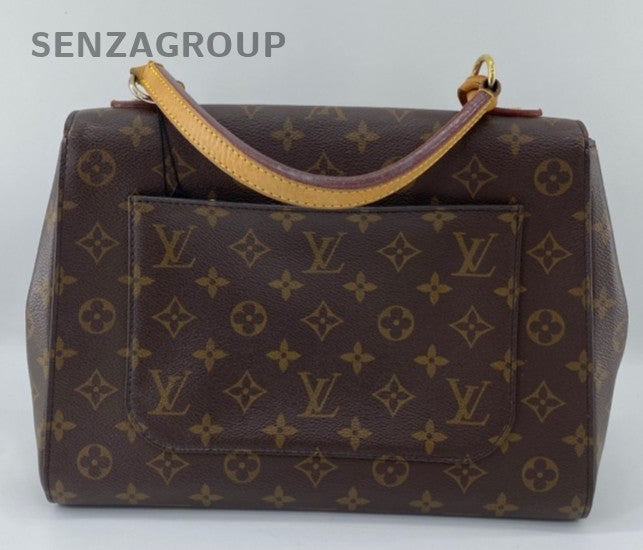 Louis Vuitton Cluny MM Monogram Top Handle Bag Crossbody Brown Gold Women