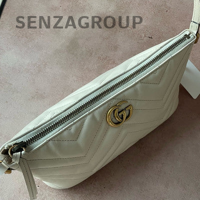 Gucci Marmont Shoulder Bag White Gold Hobo Crossbody Women's Classic Fashion