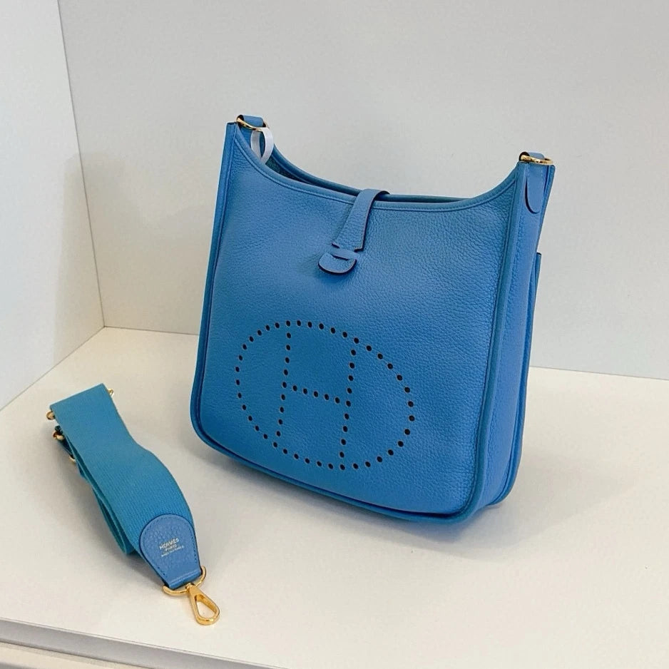 Hermes Evelyne29 Shoulder Crossbody Blue Gold Used Women Classic