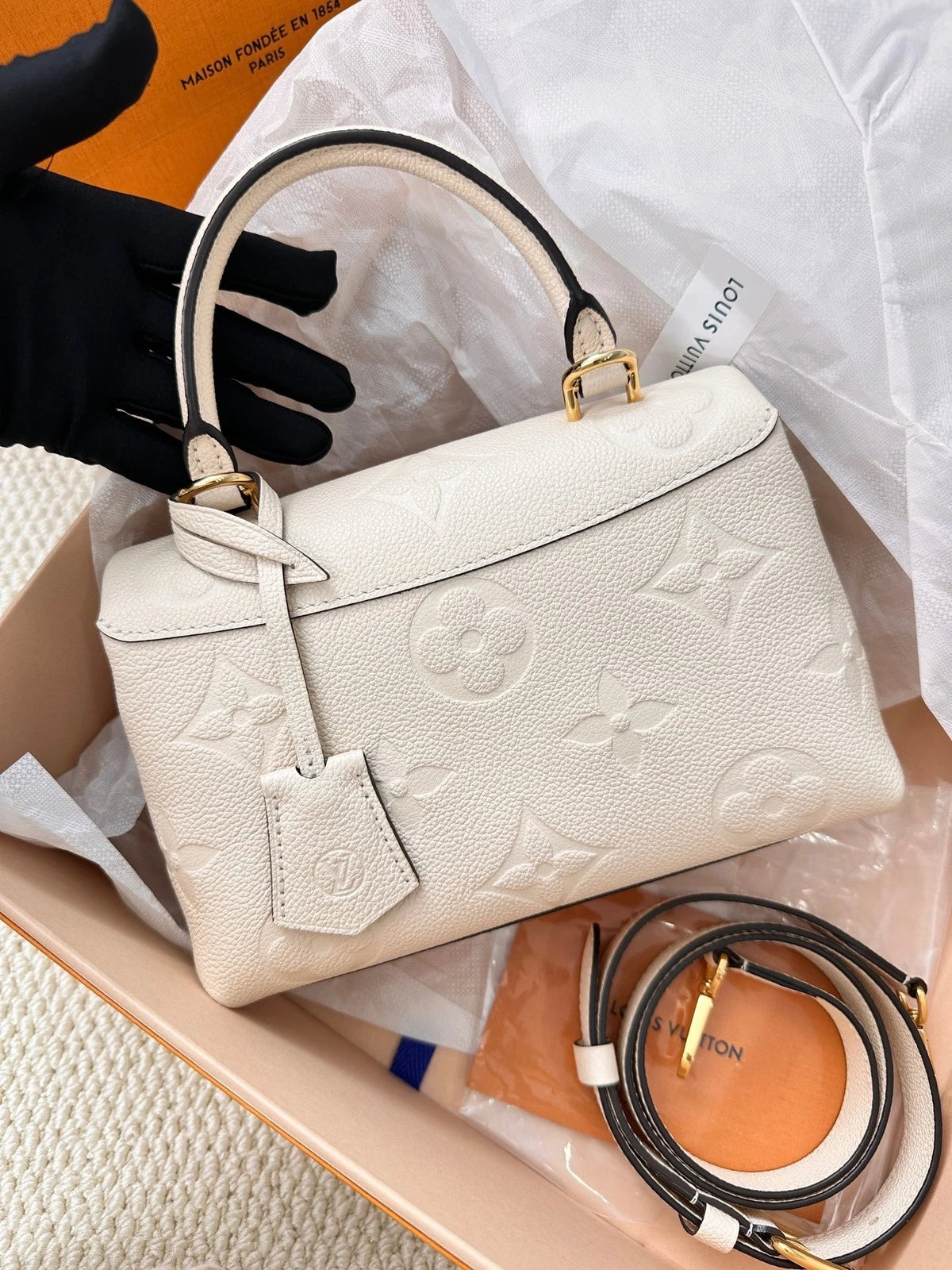 Louis Vuitton Madeleine Nano White Handbag Crossbody Bag Women